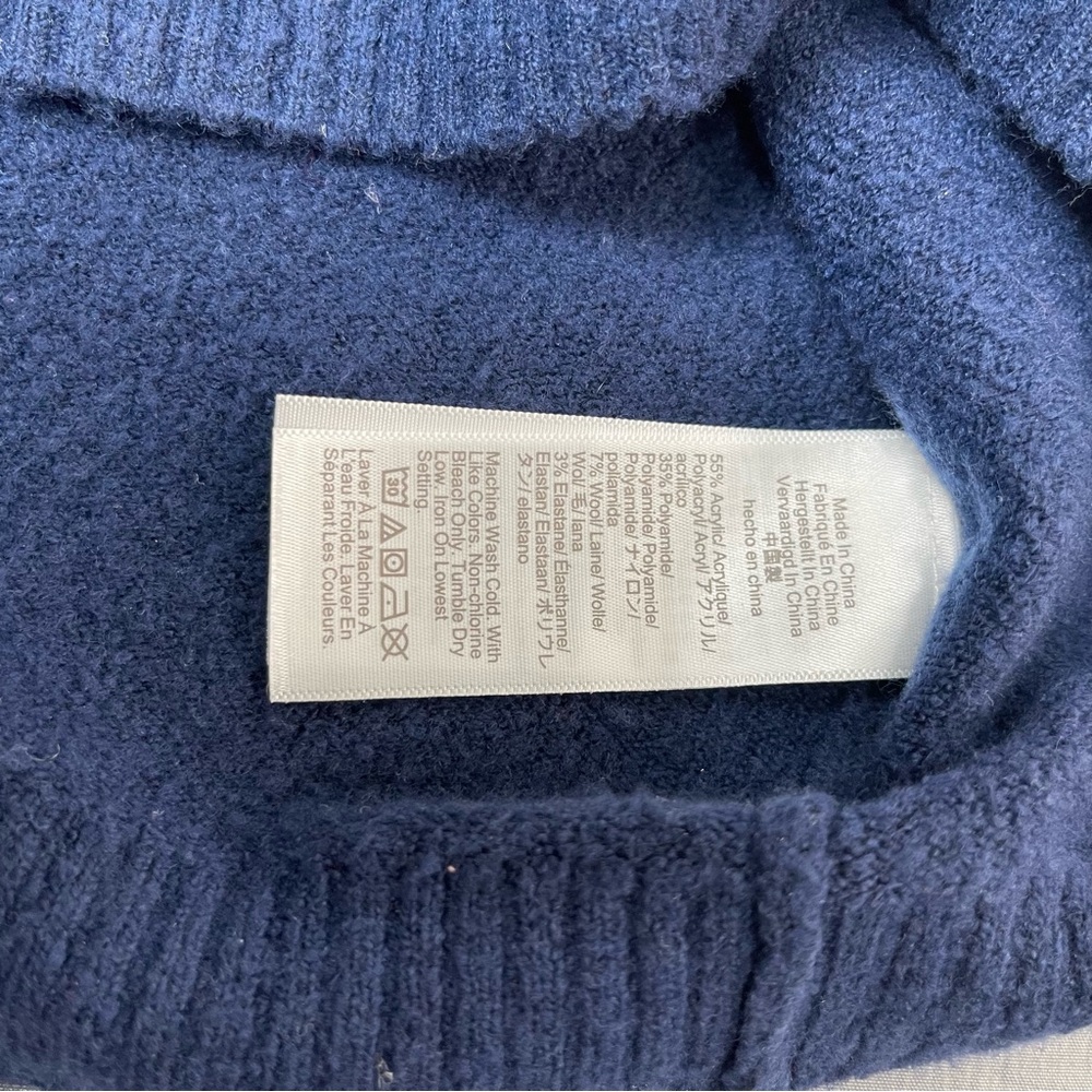 J Crew Sweater Womens Size M Navy Blue‎ Green Colorblock Zip-up Pullover Wool - Picture 4 of 7